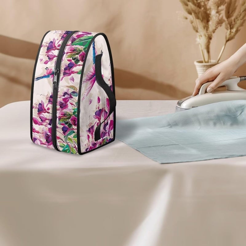 Goncariar Iron Storage Case, Lightweight Foldable Steam Iron Case Bag, Floral Hummingbird Irons Carrying Storage Bag - Dustproof & Easy to Carry - Image 3